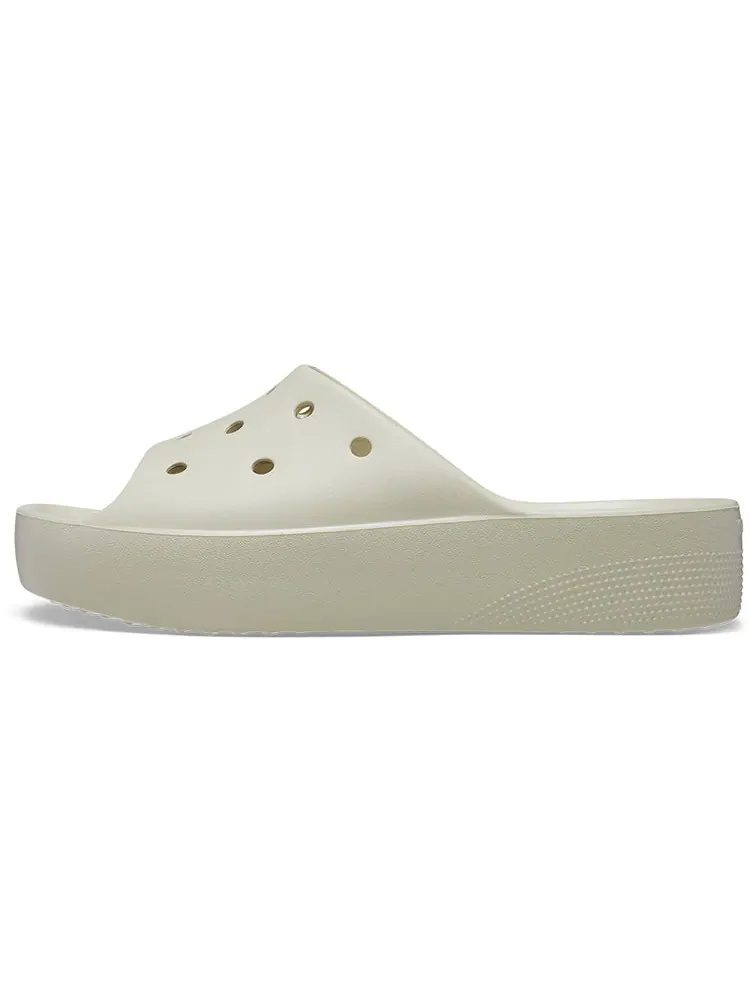 Кроссовки (WMNS) Crocs Classic Platform Slide 'Bone' — изображение 2 из 7, бежевый