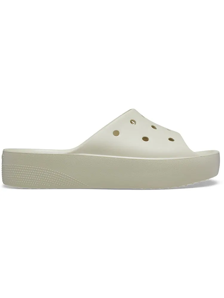 Кроссовки (WMNS) Crocs Classic Platform Slide 'Bone' — изображение 3 из 7, бежевый