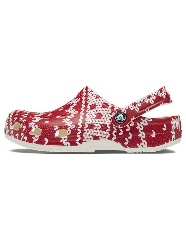 Сандалии classic holiday sweater graphic 'red white' Crocs — изображение 2 из 4, красный/белый