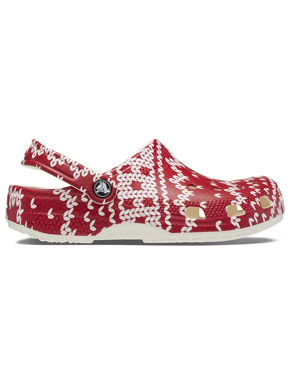 Сандалии classic holiday sweater graphic 'red white' Crocs — изображение 3 из 4, красный/белый