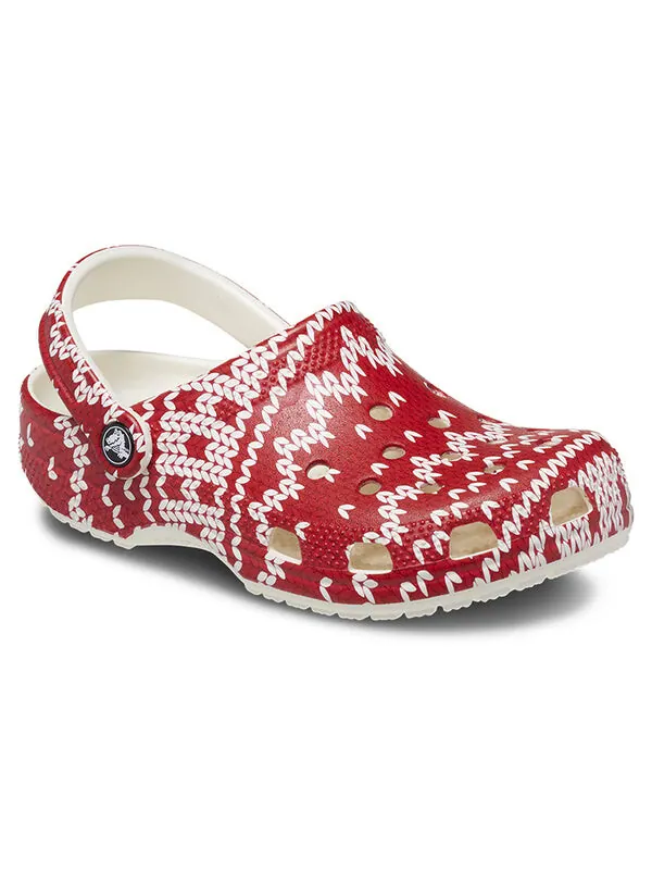 Сандалии classic holiday sweater graphic 'red white' Crocs — изображение 4 из 4, красный/белый
