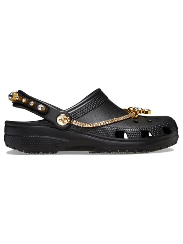 Кроссовки classic tiara clogs 'black gold' Crocs — изображение 2 из 4, черный/золотистый