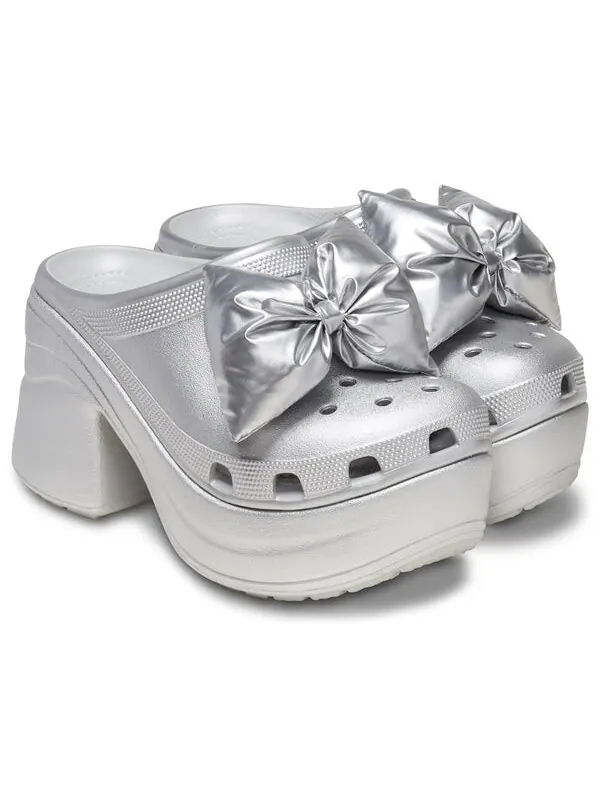 Кроссовки siren metallic bow clogs 'silver' Crocs — изображение 3 из 4, серебряный