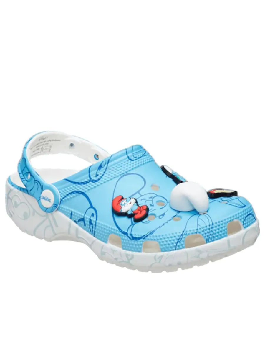 Сандалии (GS) Crocs x The Smurfs Classic Clog 'Allover Print' — изображение 2 из 5, синий