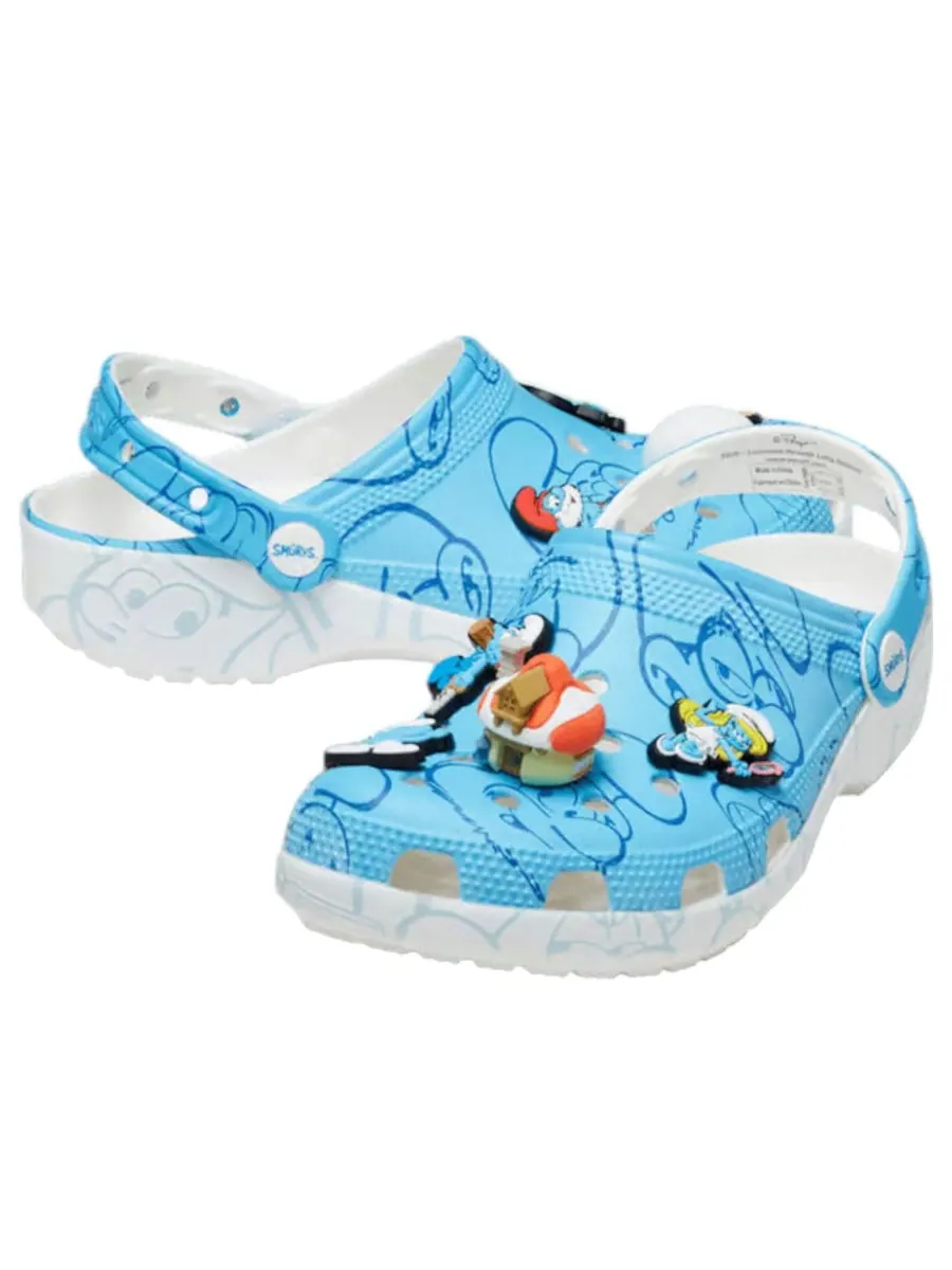 Сандалии (GS) Crocs x The Smurfs Classic Clog 'Allover Print' — изображение 3 из 5, синий