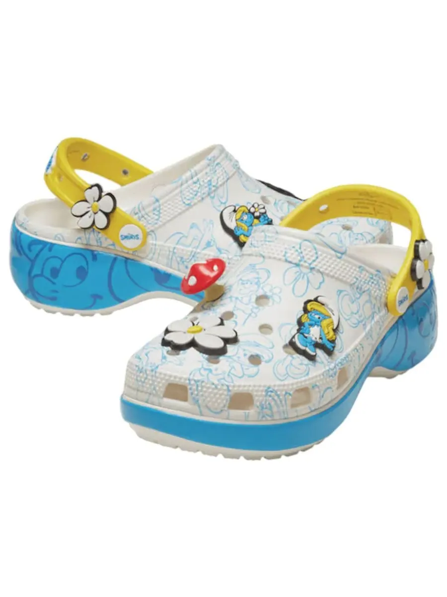 Сандалии (WMNS) Crocs x The Smurfs Platform Clog 'Smurfette' — изображение 3 из 5, белый