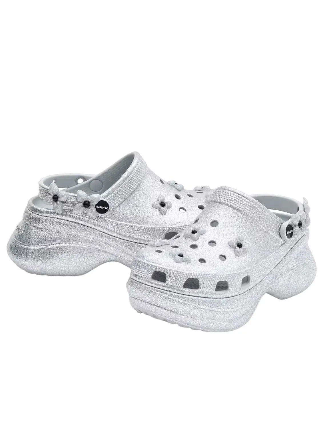 (WMNS) Crocs x SMFK Bae Clog 'Silver Glitter' — изображение 3 из 5, серебристый