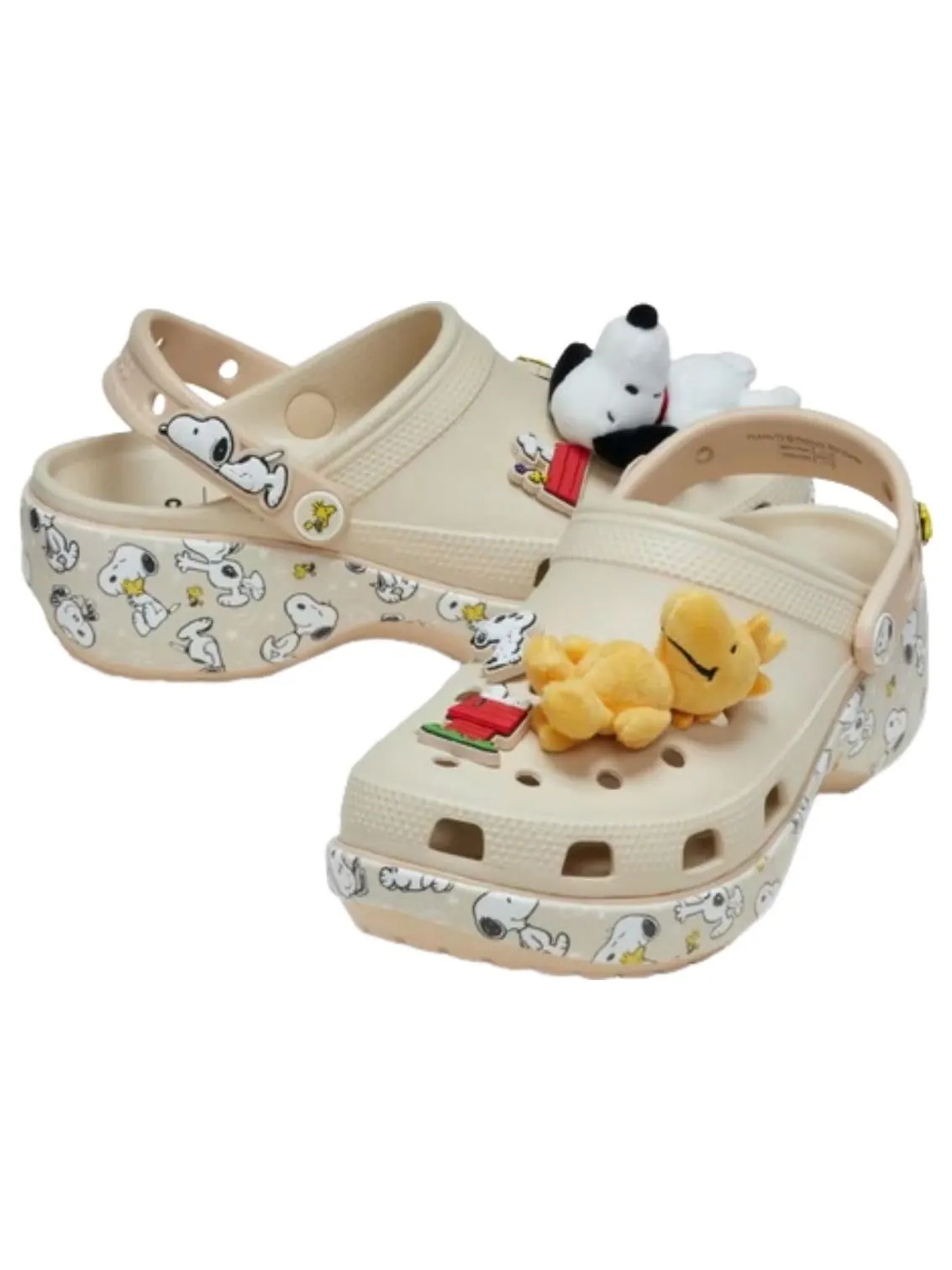 (WMNS) Crocs x Peanuts Классические платформенные сабо 'Snoopy Cloud' — изображение 1 из 6, бежевый/белый