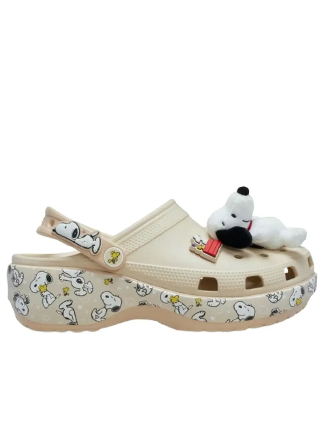 (WMNS) Crocs x Peanuts Классические платформенные сабо 'Snoopy Cloud' — изображение 3 из 6, бежевый/белый