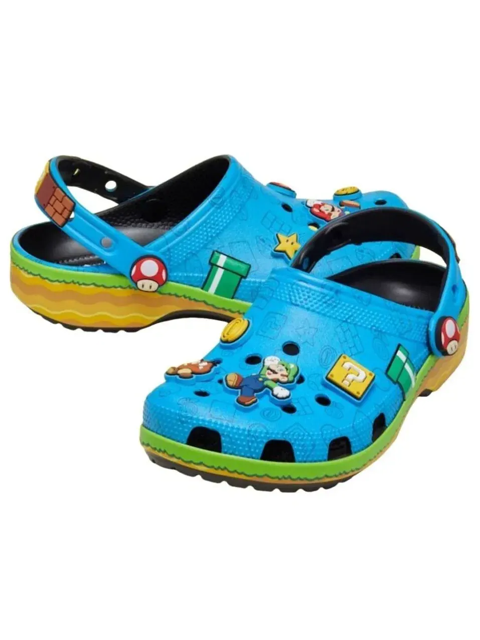 Мужские сабо с принтом Super Mario Crocs Classic Clog — изображение 2 из 5, синий