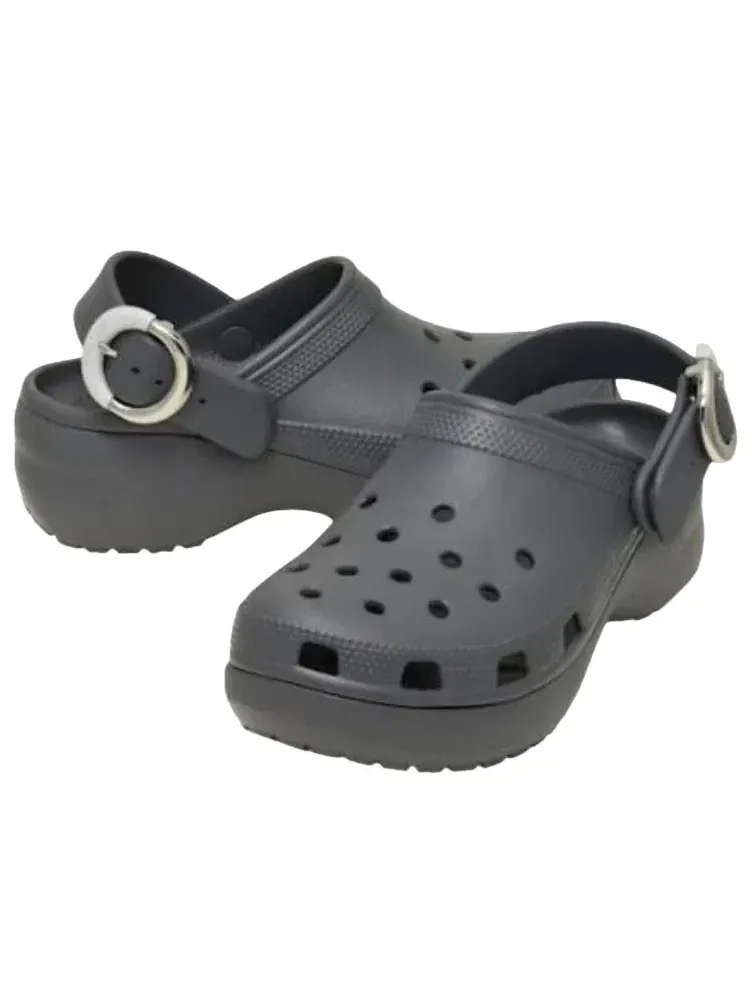 Женские сандалии-клоги с пряжкой Classic Platform Dipped Buckle Crocs — изображение 3 из 6, серый