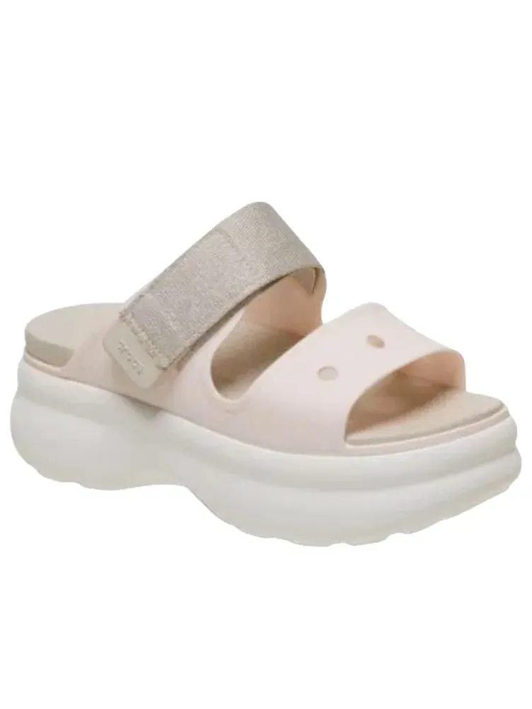 Женские сандалии с двумя ремешками Soho Two Strap Shimmer Crocs — изображение 2 из 6, розовый