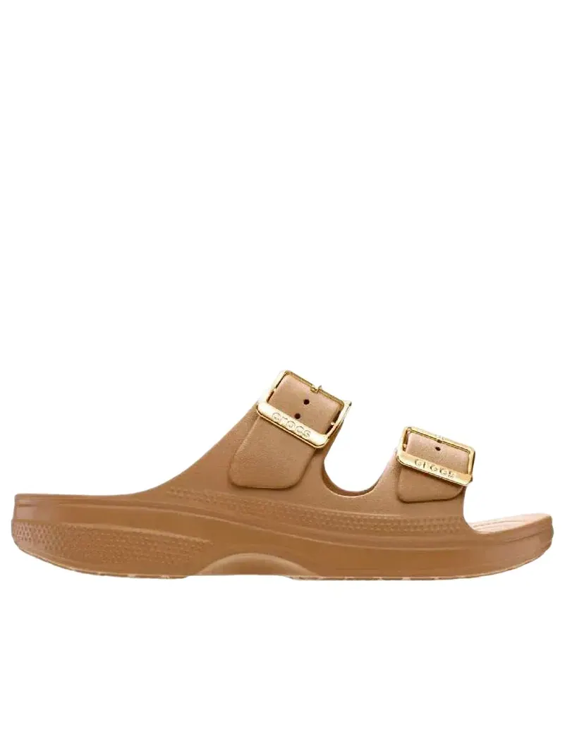 Женские сандалии с пряжкой и без завязок Crocs Metallic Buckle Saturday Sandal — изображение 2 из 6, коричневый