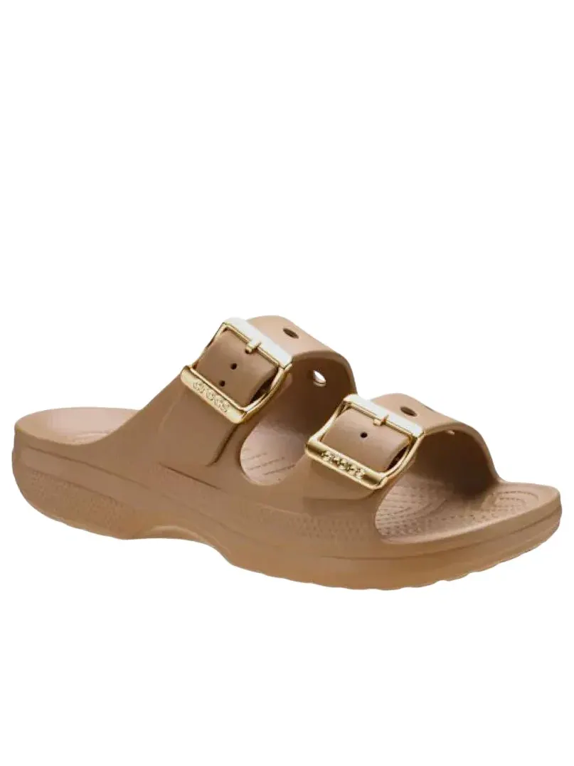 Женские сандалии с пряжкой и без завязок Crocs Metallic Buckle Saturday Sandal — изображение 3 из 6, коричневый