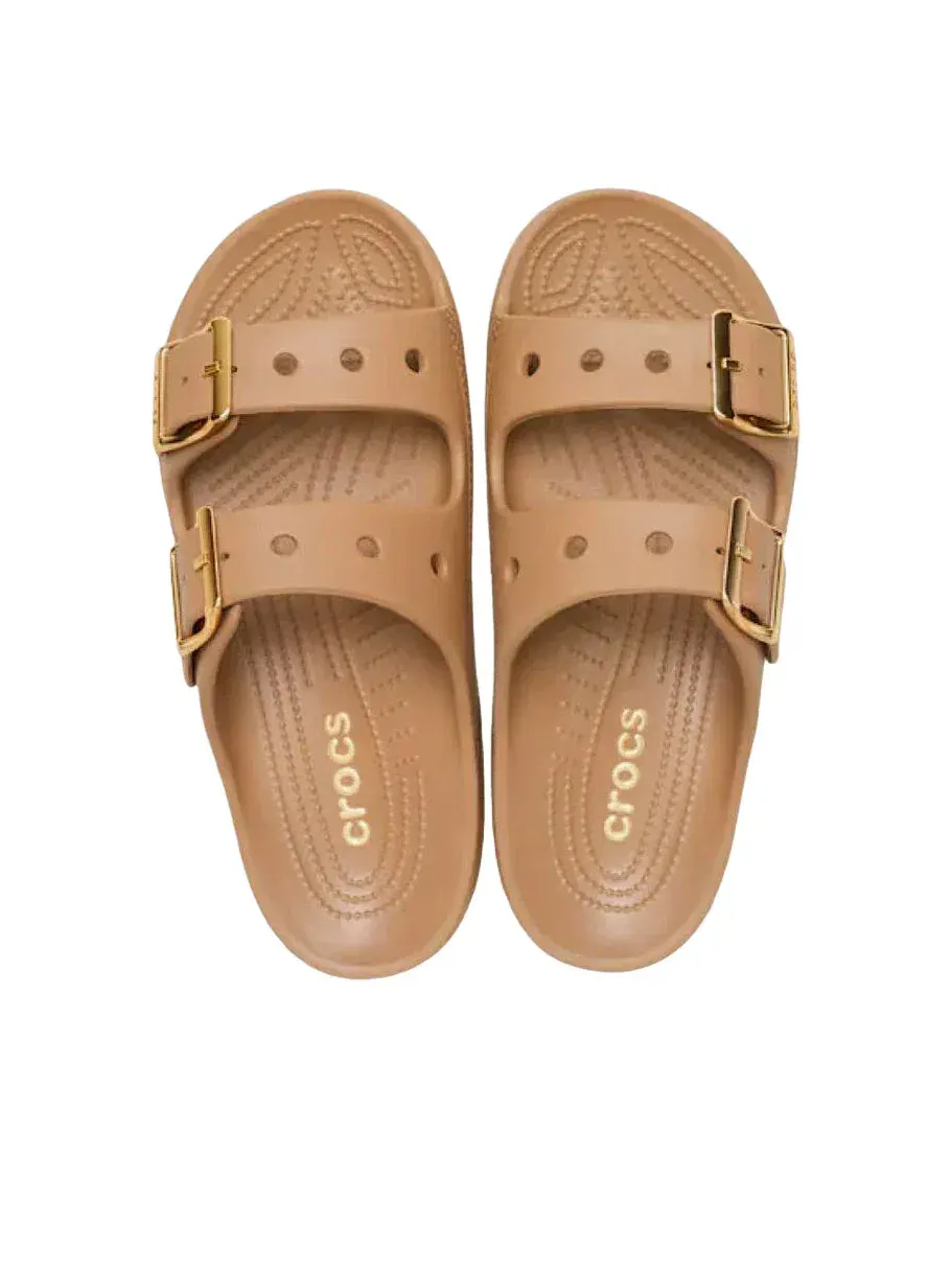 Женские сандалии с пряжкой и без завязок Crocs Metallic Buckle Saturday Sandal — изображение 5 из 6, коричневый