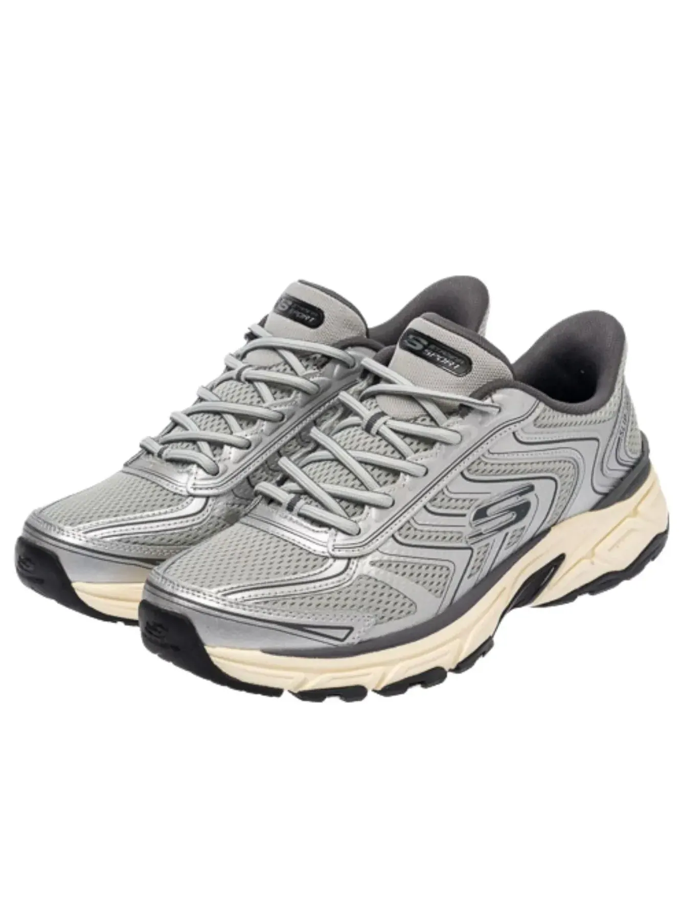 Кроссовки Skechers Stamina 'Silver Grey' — изображение 2 из 6, серебряный