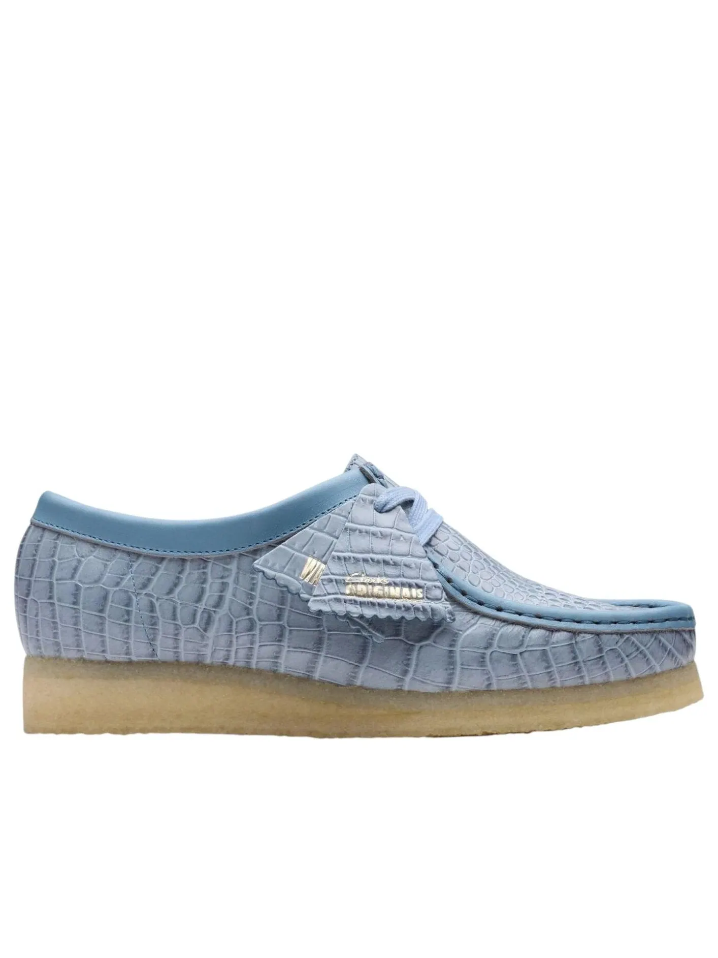 Кроссовки женские Clarks Wallabee Croc 'Powder Blue' — изображение 6 из 6, синий