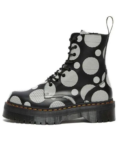 Ботинки Dr. Martens Jadon Polka Dot Smooth Leather Platform Boots — изображение 1 из 4, черный/белый