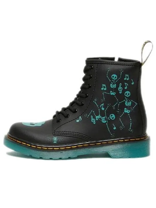 Ботинки Dr. Martens 1460 Skelly Print Leather Lace Up Boots, кожаные — изображение 1 из 4, черный/голубой