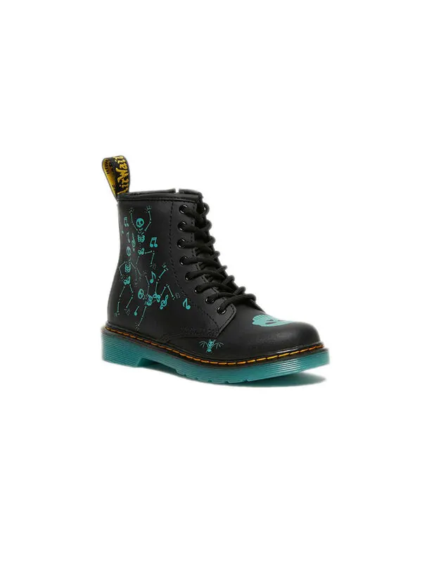 Ботинки Dr. Martens 1460 Skelly Print Leather Lace Up Boots, кожаные — изображение 3 из 4, черный/голубой