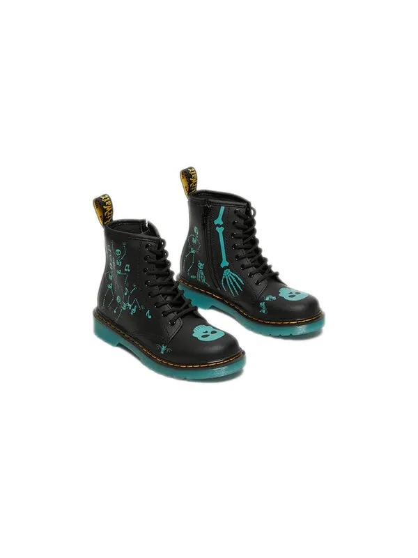 Ботинки Dr. Martens 1460 Skelly Print Leather Lace Up Boots, кожаные — изображение 4 из 4, черный/голубой