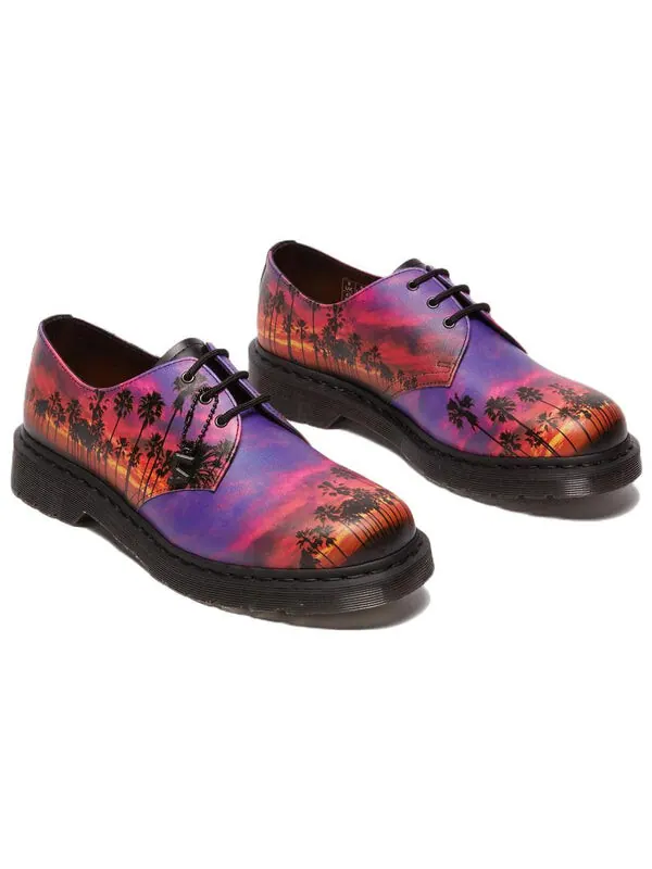 Ботинки Dr. Martens 1461 3-eye, кожаные — изображение 2 из 4, фиолетовый/красный