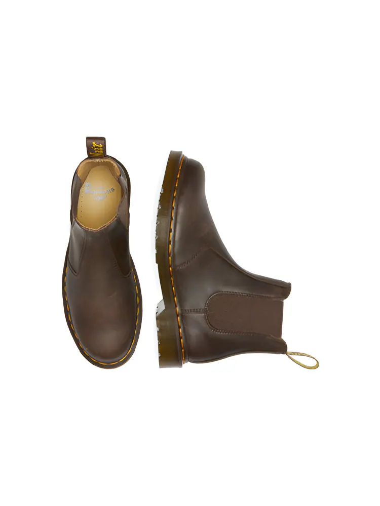 Ботинки челси Dr. Martens 2976 Crazy Horse кожаные с желтой строчкой — изображение 4 из 5, коричневый