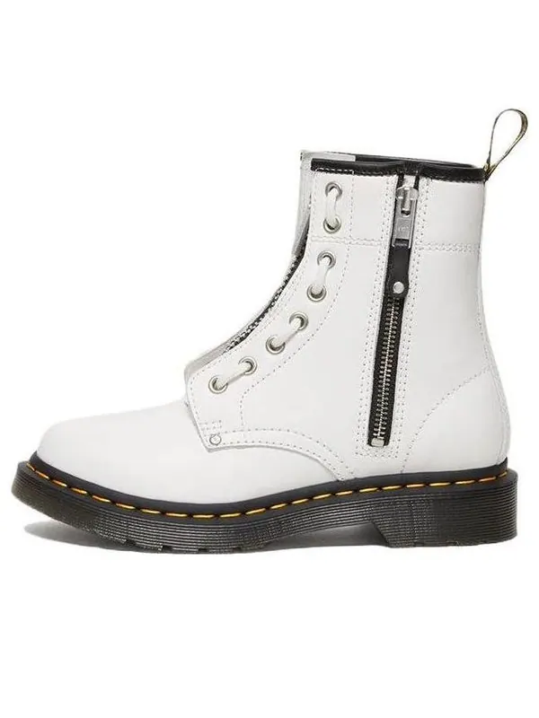 Кроссовки Dr. Martens 1460 Double Zip Leather Lace Up Boots, кожаные — изображение 1 из 4, белый