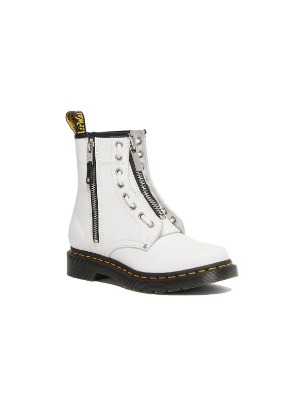 Кроссовки Dr. Martens 1460 Double Zip Leather Lace Up Boots, кожаные — изображение 2 из 4, белый
