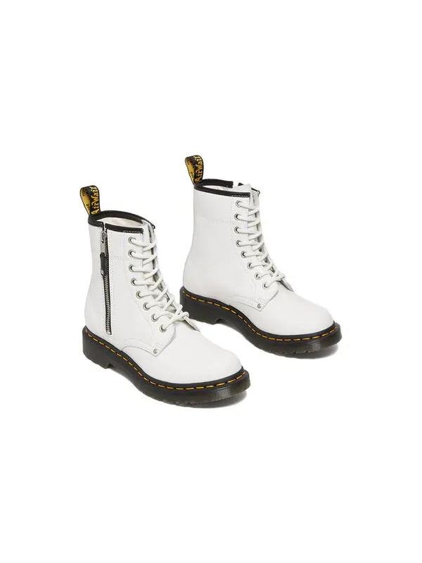 Кроссовки Dr. Martens 1460 Double Zip Leather Lace Up Boots, кожаные — изображение 3 из 4, белый