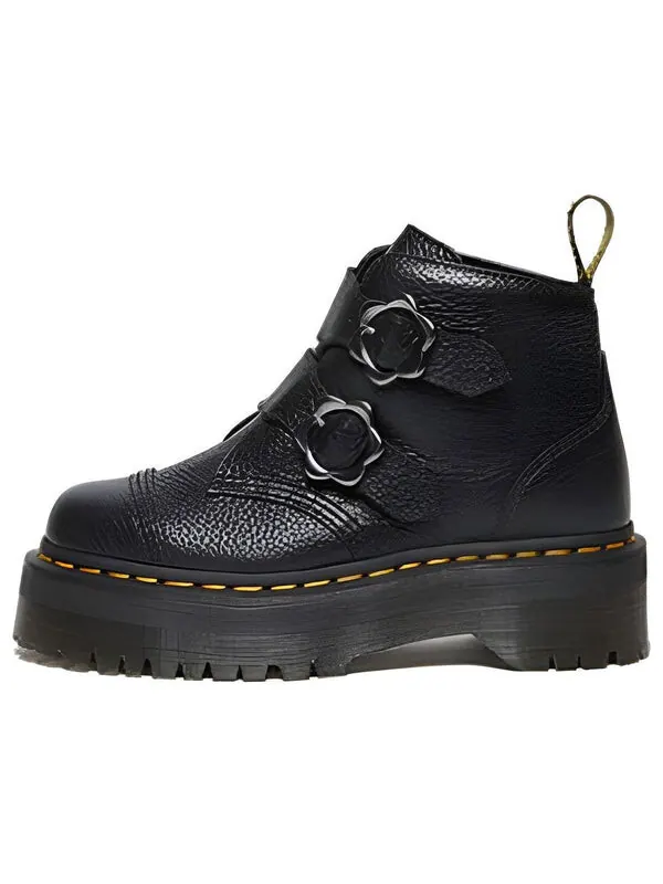 Ботинки Dr. Martens Devon Flower Buckle Leather Platform Boots 'Black' — изображение 1 из 4, черный