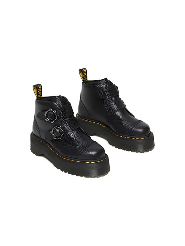Ботинки Dr. Martens Devon Flower Buckle Leather Platform Boots 'Black' — изображение 2 из 4, черный