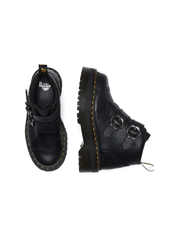 Ботинки Dr. Martens Devon Flower Buckle Leather Platform Boots 'Black' — изображение 4 из 4, черный