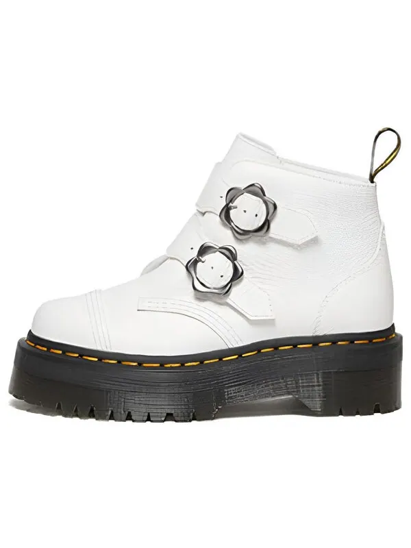 Кроссовки Dr. Martens Devon Flower Buckle Leather Platform Boots 'White Black' — изображение 1 из 4, белый/черный