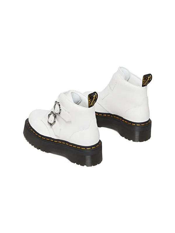 Кроссовки Dr. Martens Devon Flower Buckle Leather Platform Boots 'White Black' — изображение 3 из 4, белый/черный