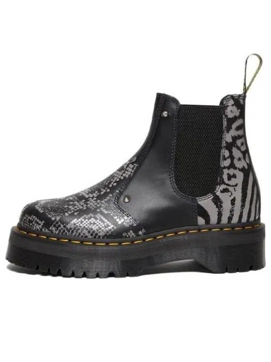 Кроссовки Dr. Martens 2976 Quad Platform Animal Print Boots — изображение 1 из 4, черный/серый