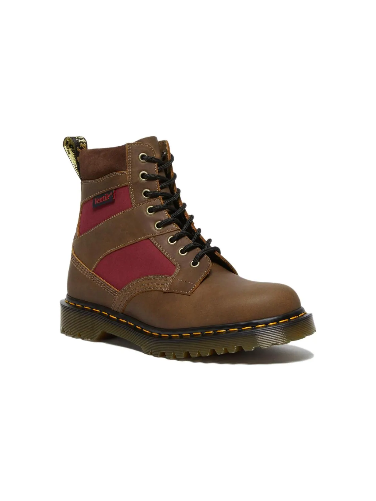 Ботинки Dr. Martens 1460 Made in England, текстильные вставки — изображение 2 из 5, коричнево-красный