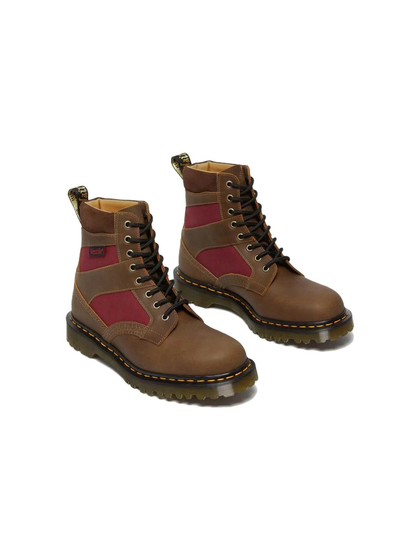 Ботинки Dr. Martens 1460 Made in England, текстильные вставки — изображение 3 из 5, коричнево-красный