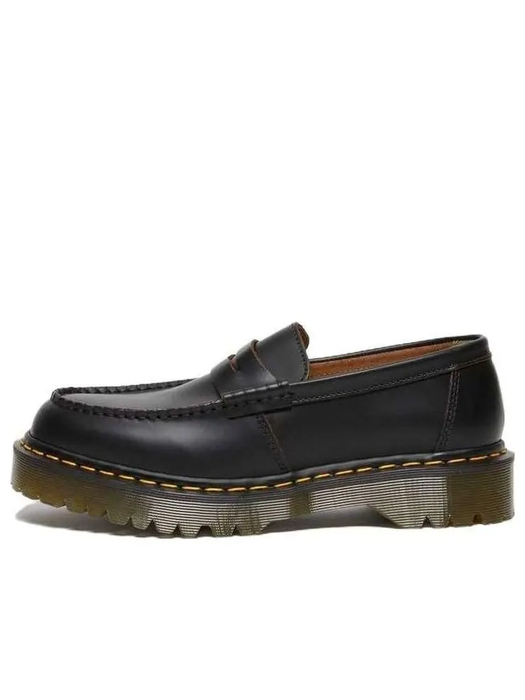 Лоферы Dr. Martens Penton Bex Yellow Stitch Quilon Leather Loafers 'Black' — изображение 1 из 5, черный