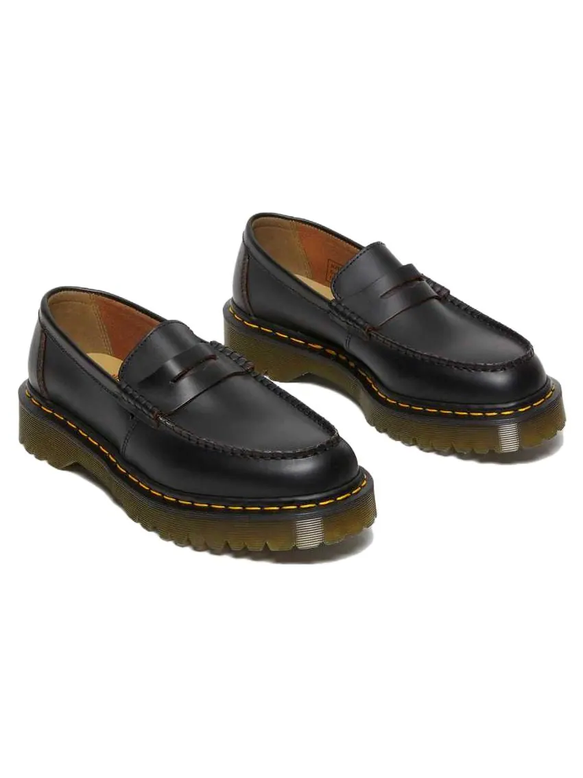 Лоферы Dr. Martens Penton Bex Yellow Stitch Quilon Leather Loafers 'Black' — изображение 3 из 5, черный