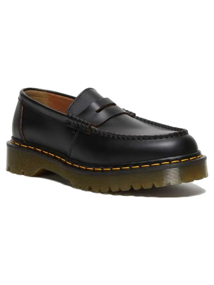 Лоферы Dr. Martens Penton Bex Yellow Stitch Quilon Leather Loafers 'Black' — изображение 4 из 5, черный