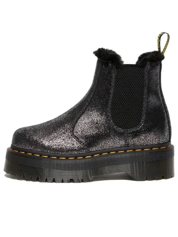Ботинки Dr. Martens 2976 Faux Fur-Lined Metallic Platform Chelsea Boots — изображение 1 из 4, черный