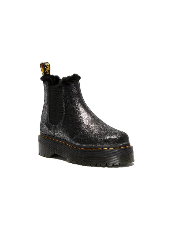 Ботинки Dr. Martens 2976 Faux Fur-Lined Metallic Platform Chelsea Boots — изображение 2 из 4, черный