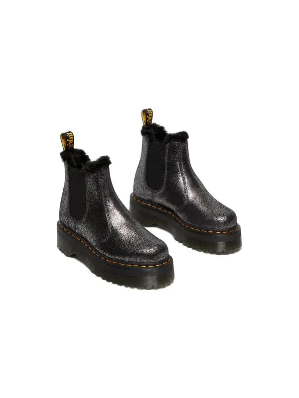 Ботинки Dr. Martens 2976 Faux Fur-Lined Metallic Platform Chelsea Boots — изображение 3 из 4, черный