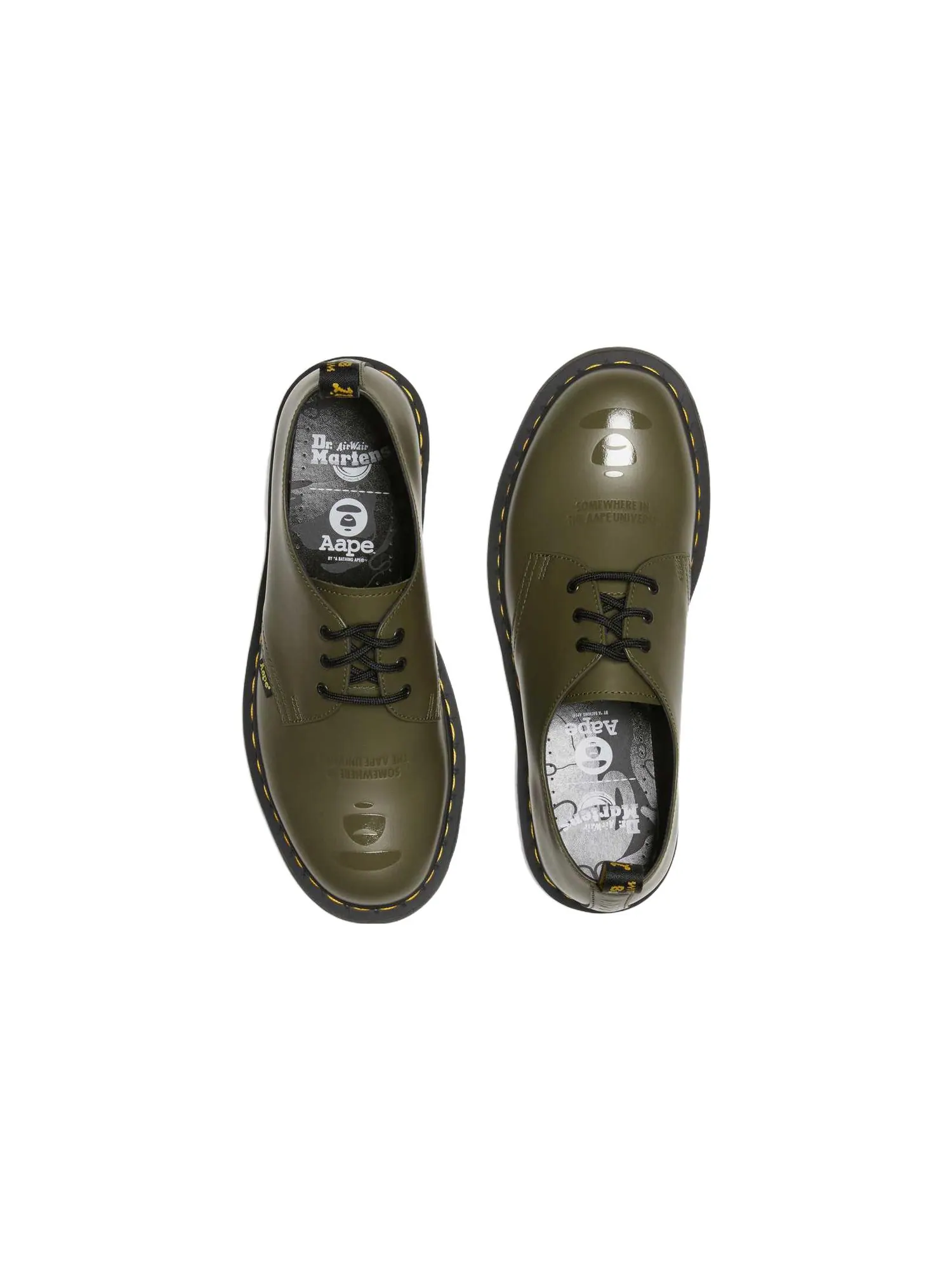Кроссовки Dr. Martens 1461 AAPE Smooth Leather Oxford — изображение 4 из 6, оливковый зеленый