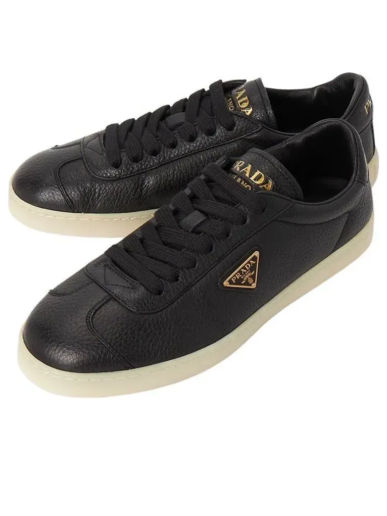 Мужские кроссовки из оленьей кожи с моделью FW25 Deerskin Leather Sneaker PRADA — изображение 3 из 6, черный