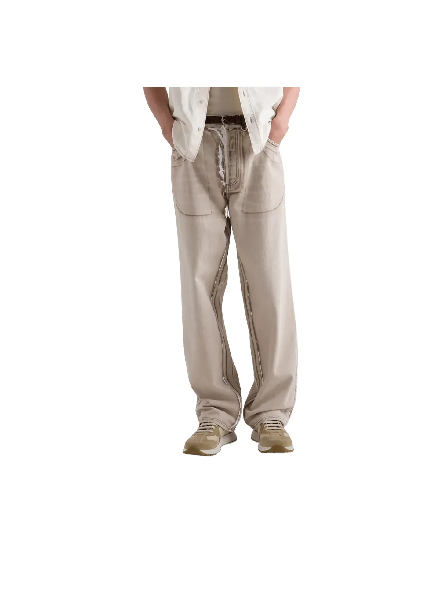 Кроссовки PRADA SS26 Prax из замши и нейлона цвета «пустынный слон» (Desert Ivory) 2EE455-LOW-F04CR — изображение 6 из 6