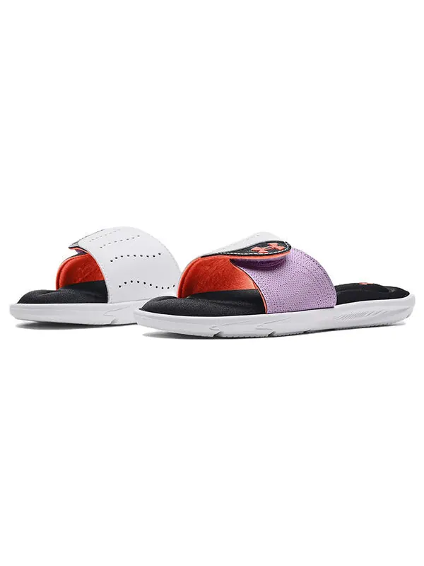 Тапочки ignite 9 slide 'white black' Under Armour — изображение 4 из 4, белый/фиолетовый