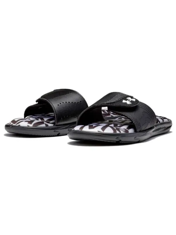 Тапочки ignite 6 graphic footbed slide 'halo grey black' Under Armour — изображение 4 из 4, черный/белый