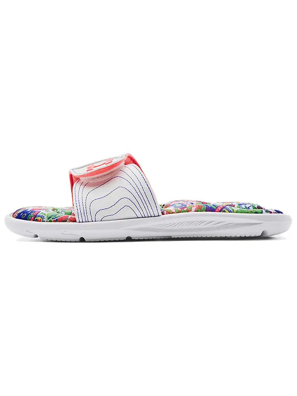 Тапочки ignite 6 graphic footbed slide 'white blitz red' Under Armour — изображение 2 из 4, белый/красный